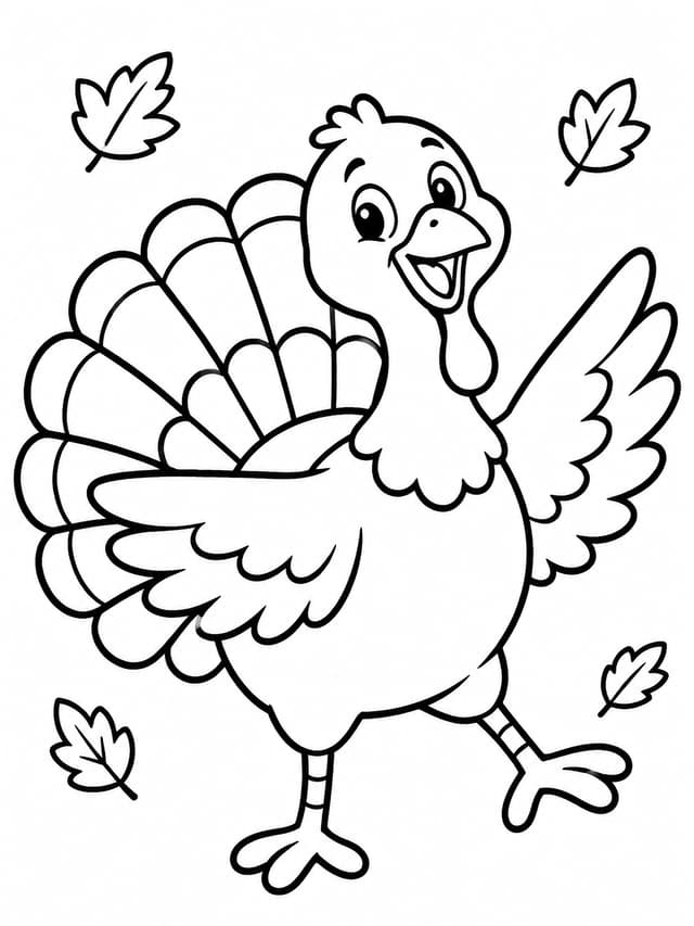 Playful Turkey Dancing Coloring Page