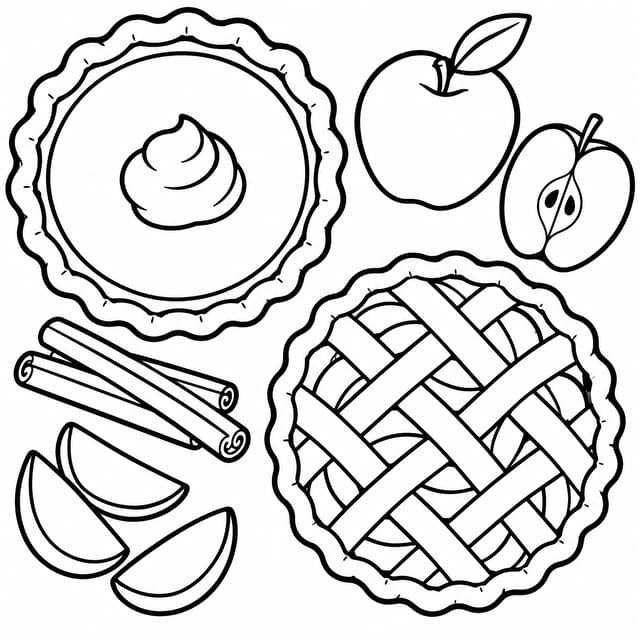 Delicious Thanksgiving Dessert Spread Coloring Page