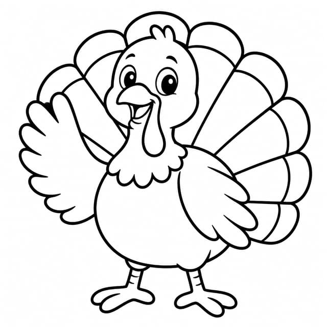 Friendly Cartoon Turkey Coloring Page