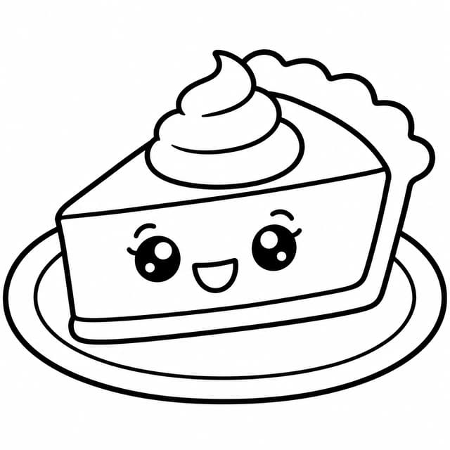 Happy Pumpkin Pie Slice Coloring Page