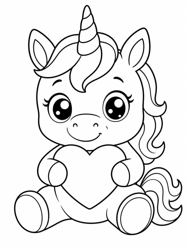 Cute Baby Unicorn Coloring Page