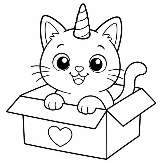 Unicorn Cat Coloring Page