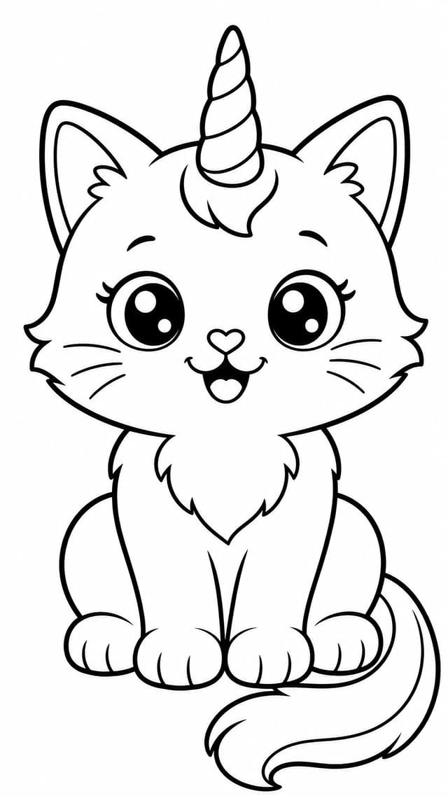 Kitty Unicorn Coloring Page