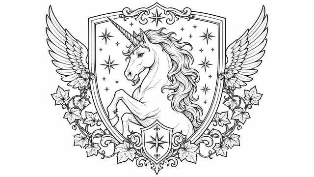 Unicorn Academy Crest Coloring Page