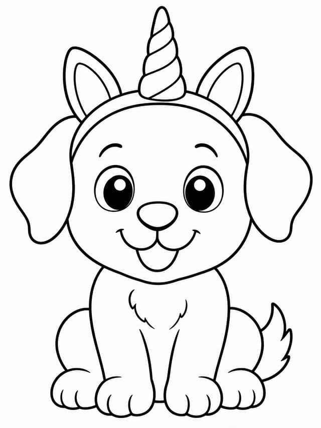 Puppy Unicorn Coloring Page