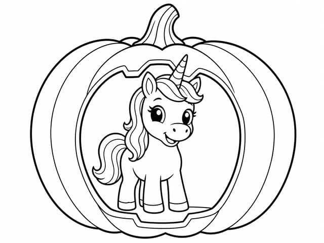 Halloween Unicorn Coloring Page