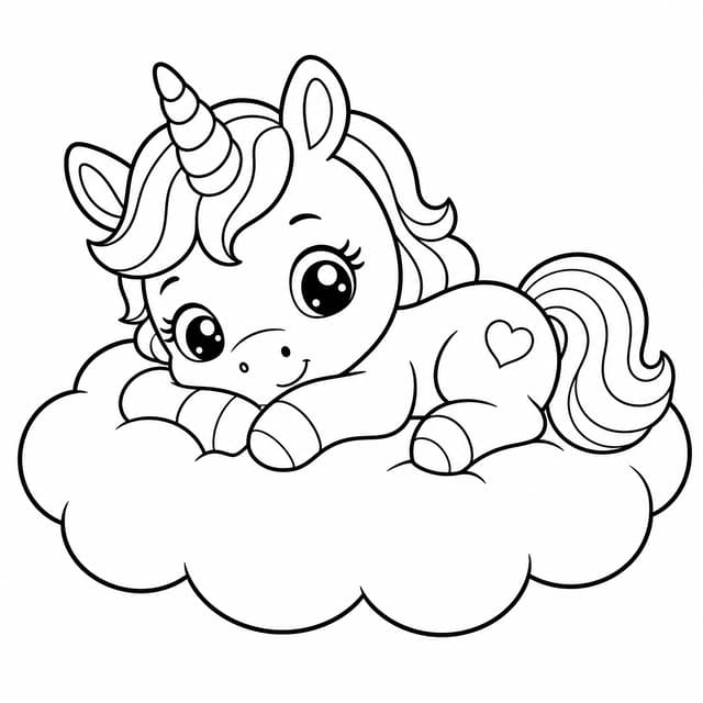 Baby Unicorn Coloring Page