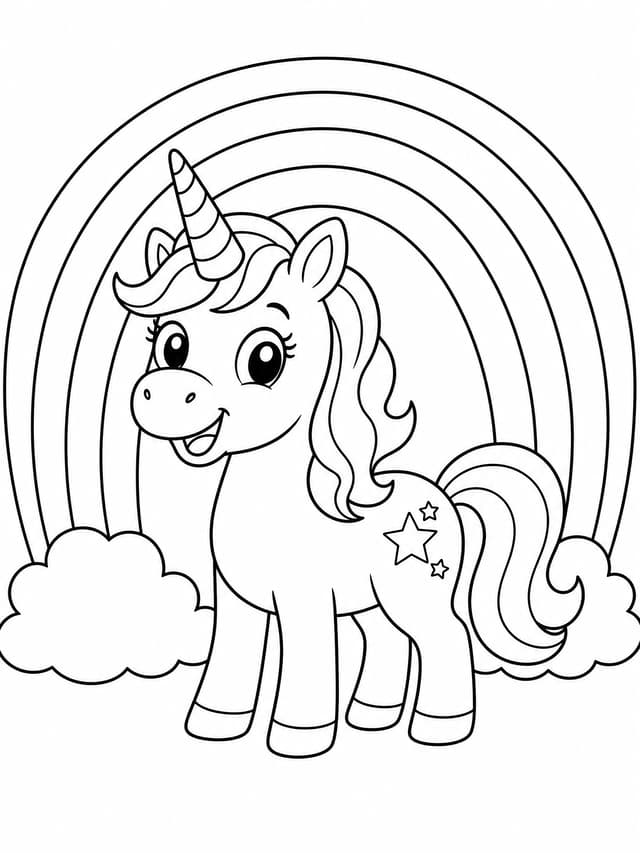 Unicorn Rainbow Coloring Page