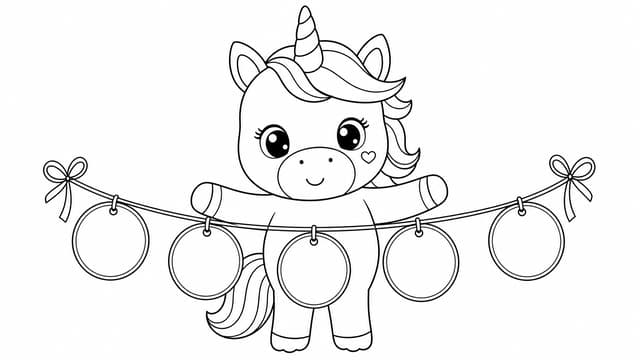 Unicorn Happy Birthday Banner Coloring Page