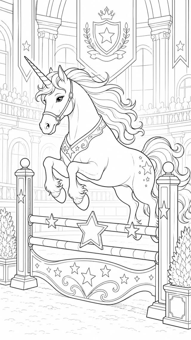 Unicorn Academy Training Ground Coloring Page