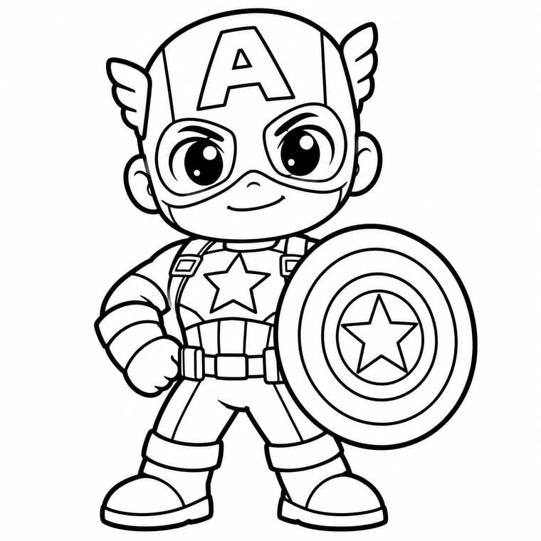 Captain America Shield Hero Coloring Page