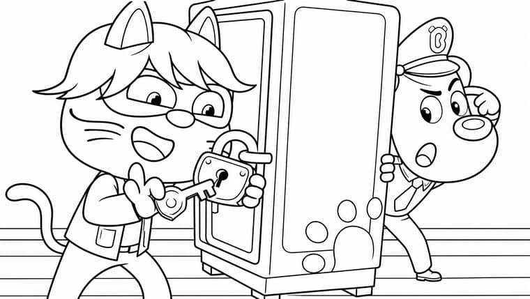 Phantom Cat Stealing From Locker Sheriff Labrador coloring page
