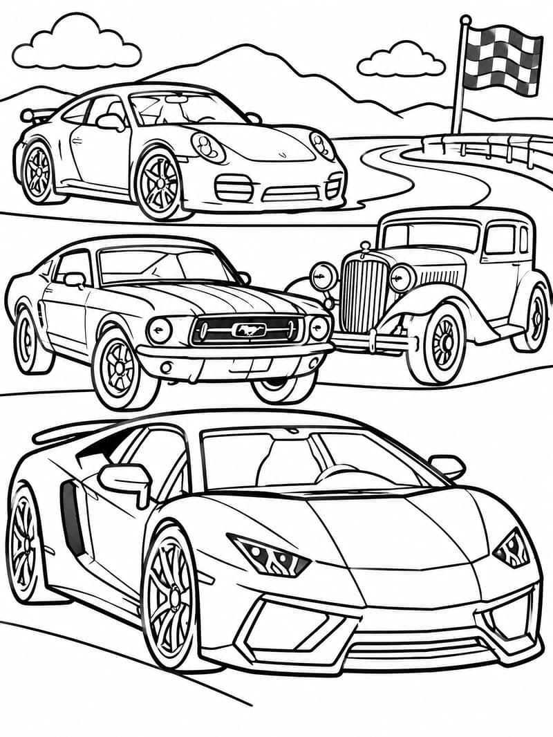 quiero imagenes de carros entre deportivos y antiguos clasicos