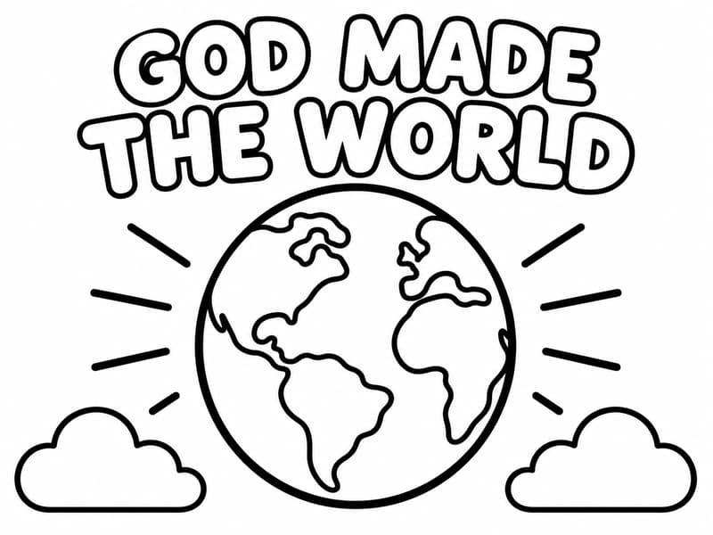 God made the world text. Simple image depicting the world or earth.