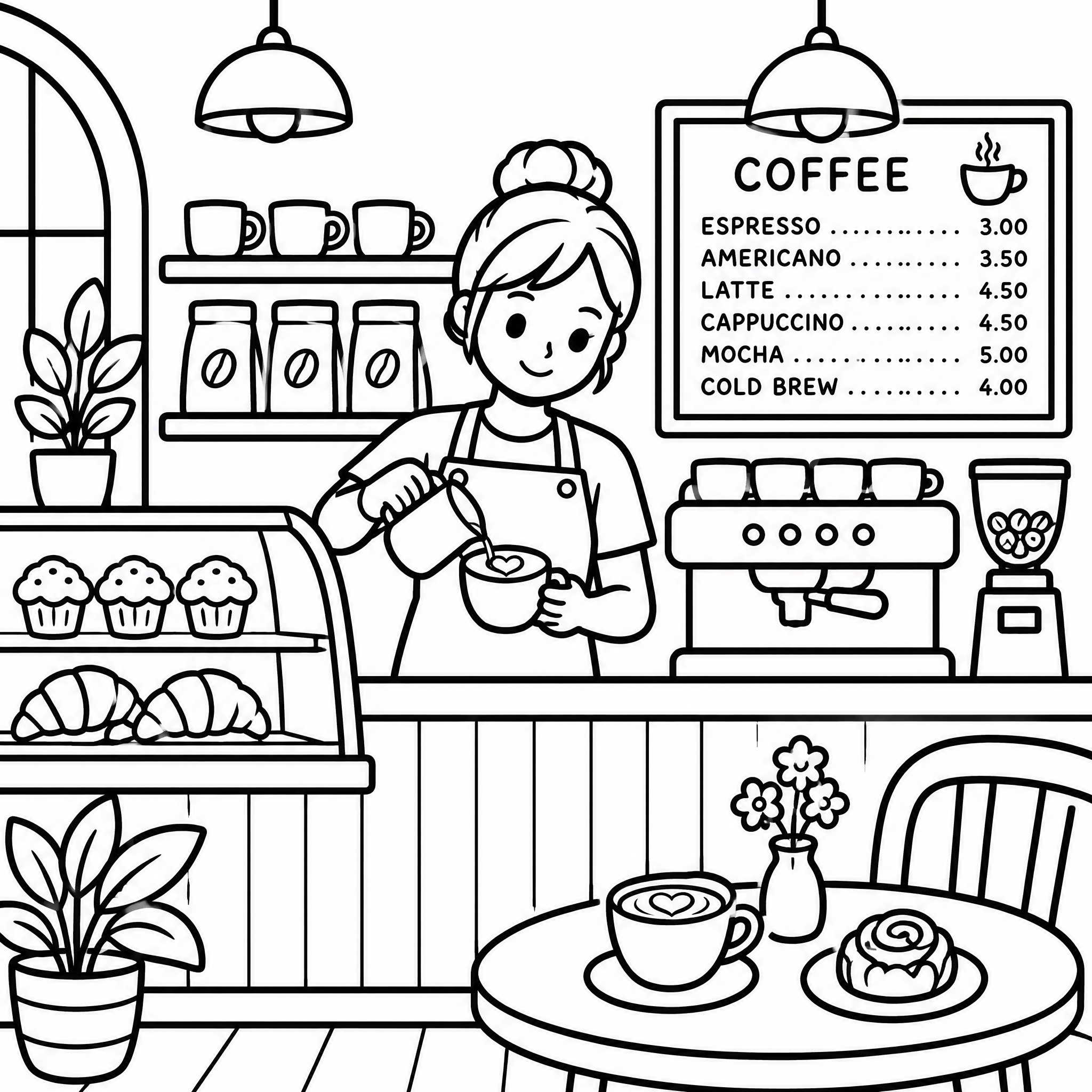 AI coloring page from a text idea
